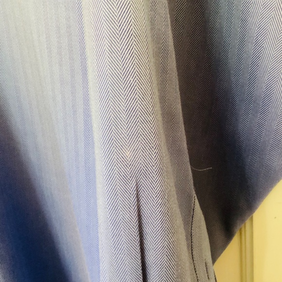 Pronto Uomo 80’s 2ply Cotton Men's 16 32/33 Blue Herringbone Shirt Non-iron Flaw - Picture 6 of 11